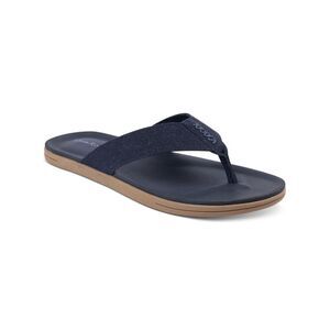 CLUBROOM Mens Navy 1 Strap Padded Riley Round Toe Slip On Flip Flop Sandal 9 M